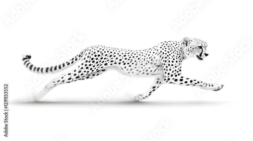 Obraz na płótnie A Cheetah Sprinting at Full Speed with Strong Sweeping Ink Strokes to Emphasize Its Incredible Velocity and Dynamic Movement w salonie