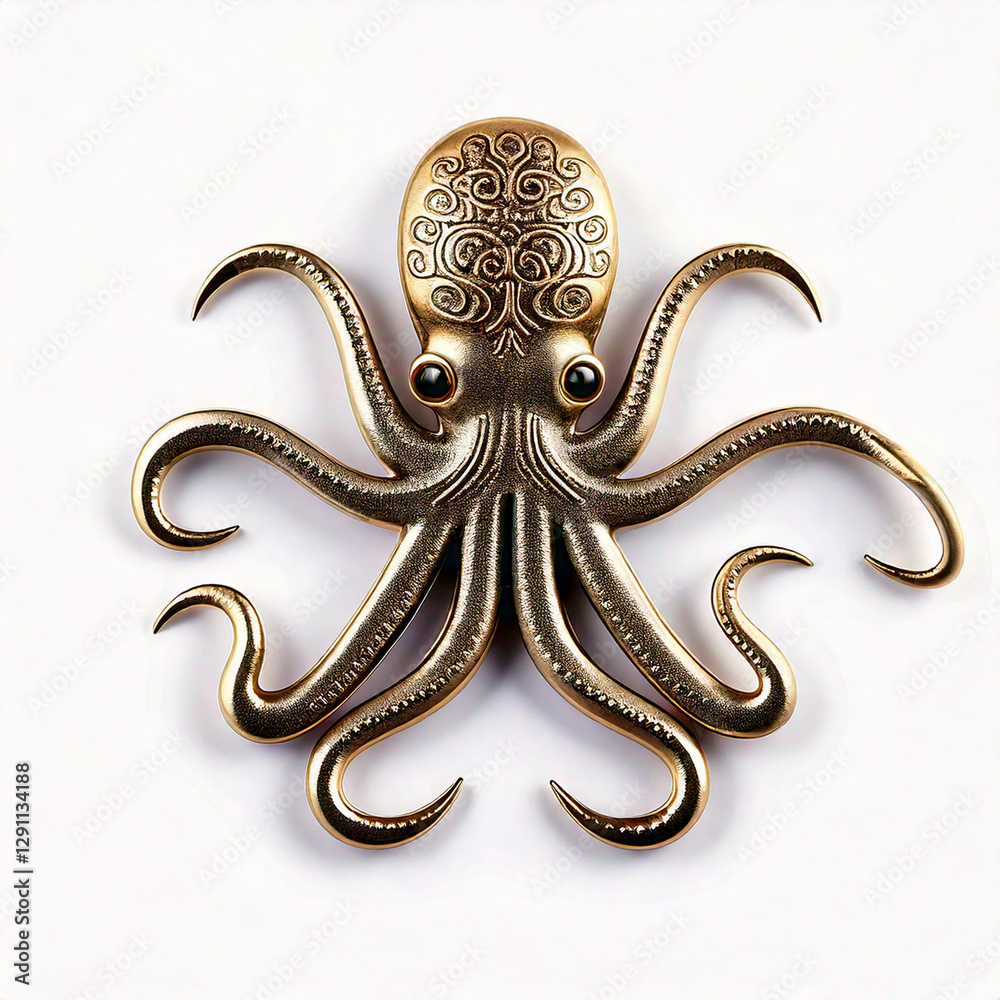 Fototapeta premium handmade badge pin octopus isolated on white