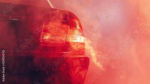 Red Smoke Car Tail Light Photography photo