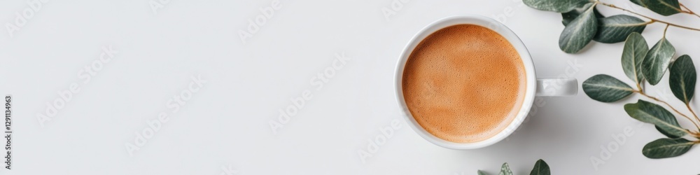 Aromatic coffee in a white cup, nestled amongst fresh green leaves. Simple pleasures. Aromatic coffee in a white cup, nestled amongst fresh green leaves. Simple pleasures.