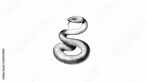 Obraz na płótnie A detailed of a coiled snake its scales meticulously rendered in a fine woodcut engraving style w salonie