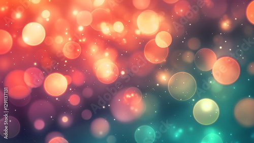 Colorful bokeh lights, vibrant abstract background, blurred circles, red and teal gradient