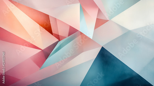 Abstract geometric shapes, pastel colors, soft gradients, overlapping triangles,