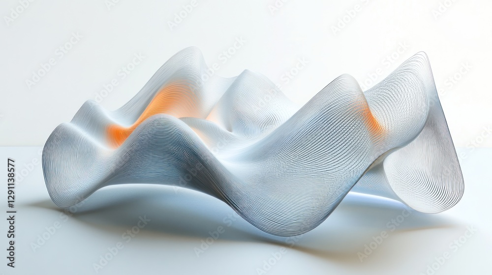 Abstract sculpture with flowing curves and soft colors against a light background Abstract sculpture with flowing curves and soft colors against a light background