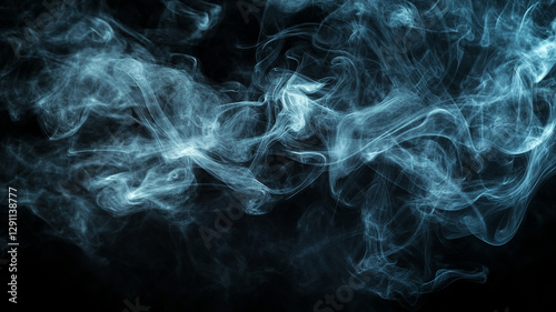 ethereal smoke, wispy tendrils, swirling patterns, deep teal background