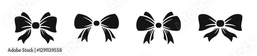 Bow tie icons in flat style. Simple formal accessory symbols