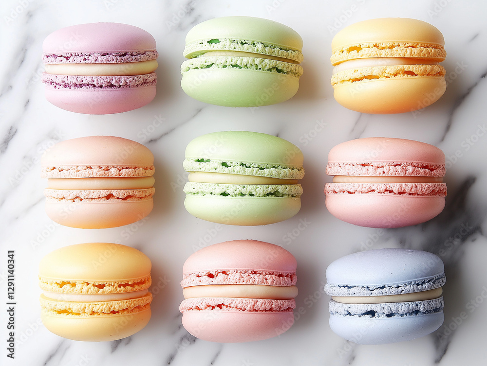 Obraz premium A Light and Airy French Macaron Assortment in Pastel Colors