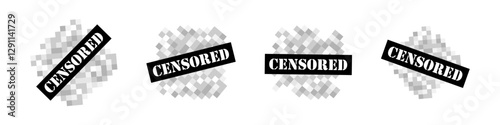 Censored Content Vector Pixelated Icons Set
