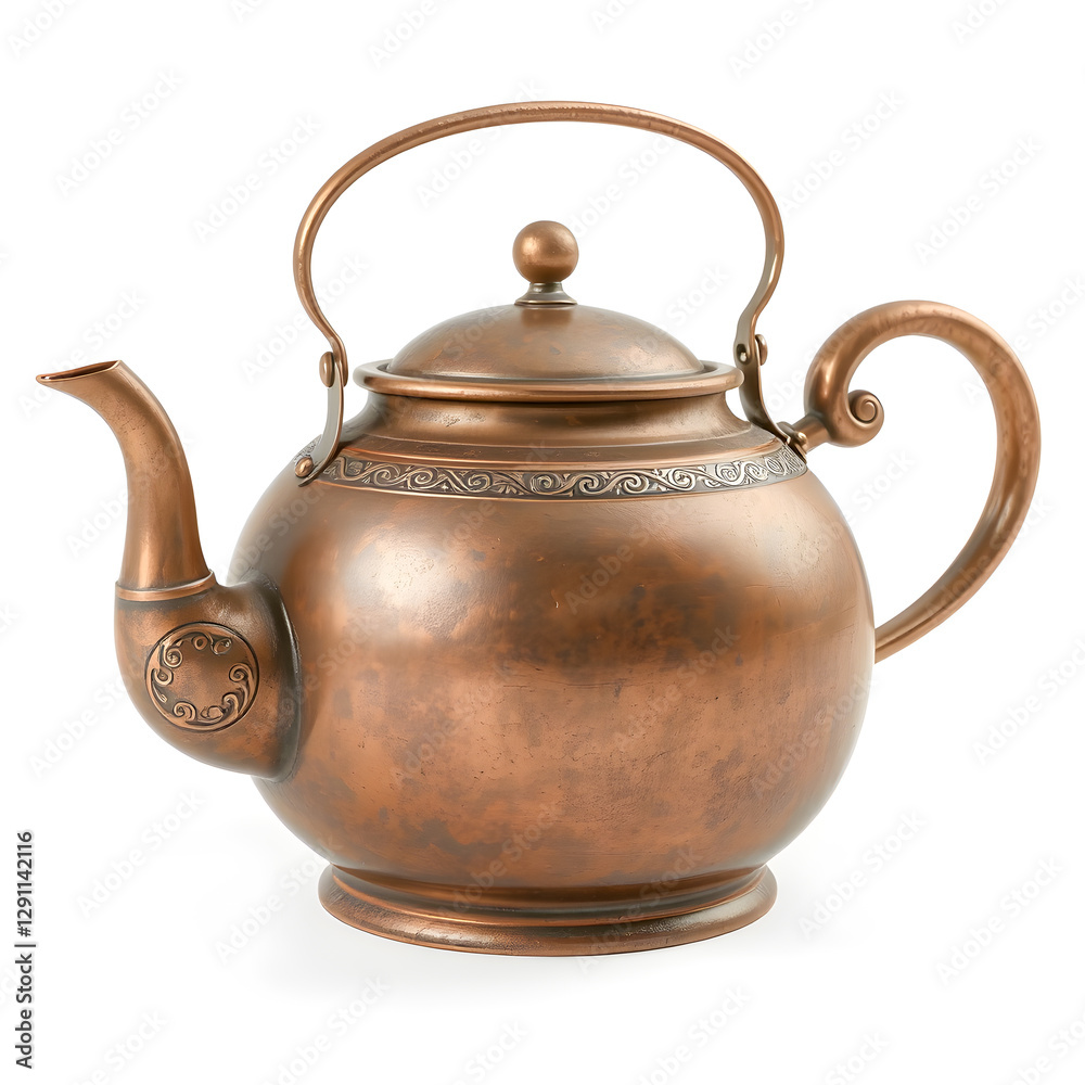 Antique copper teapot isolated on white background Antique copper teapot isolated on white background