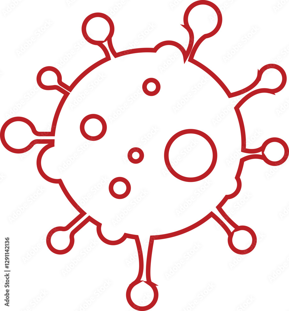 Fototapeta premium Virus and bacteria icon. Vector isolated poster for healthcare education. Pathogenic bacteria viruses and microbes. Disease-causing bacterium type microorganism infection.