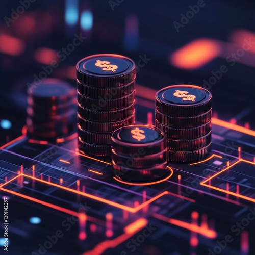 Analyzing financial trends with digital currency coins virtual environment data visualization tech focus