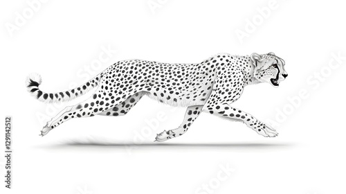 Obraz na płótnie Cheetah Sprinting at Full Speed Depicted with Expressive Ink Strokes Emphasizing Its Velocity and Powerful Movement w salonie