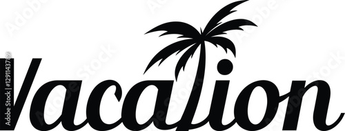 vacation text logo with plam tree vector