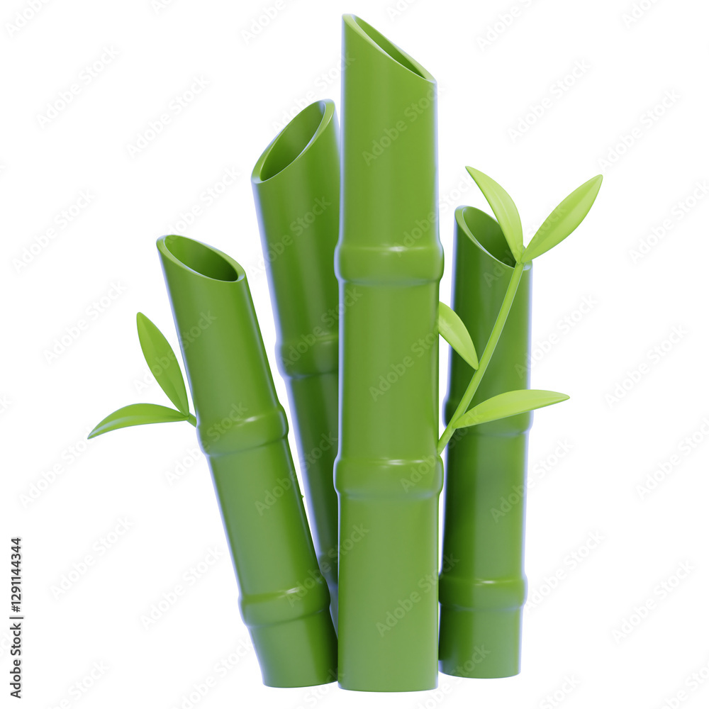 PNG 3D bamboo illustration isolated on a white background PNG 3D bamboo illustration isolated on a white background