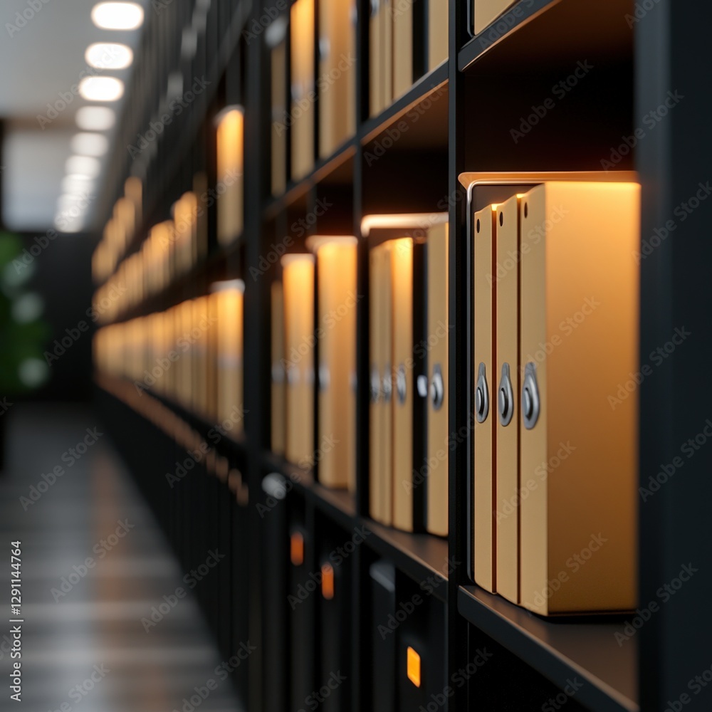 Obraz premium Archive Storage Room With Rows of Folders