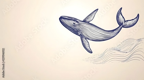 Obraz na płótnie Detailed ink line art depicting a whale breaching the ocean surface with dramatic wave textures and high contrast black and white design w salonie