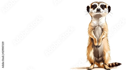 Obraz na płótnie Detailed Pen and Ink of a Watchful Meerkat Standing Upright Carefully Capturing the Mammal s Fur Texture and Vigilant Posture in a Natural Wildlife Setting w salonie