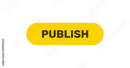 Click on Publish button, push by arrow cursor, flat style publish or issue button, footage with transparent background 