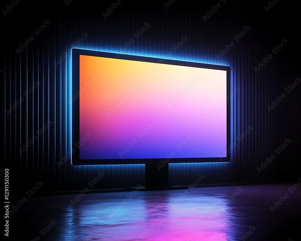 Glowing Ad Screen Mockup. Glowing Ad Screen Mockup.