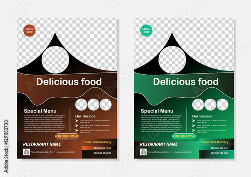 Modern clean and best vector food flayer design templates with ellipse shape. advantage your restaurant with our best food flayer design.