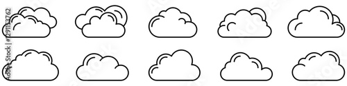 Cloud icon. Editable stroke. Set of black linear cloud icons. Cloud symbol. Vector illustration