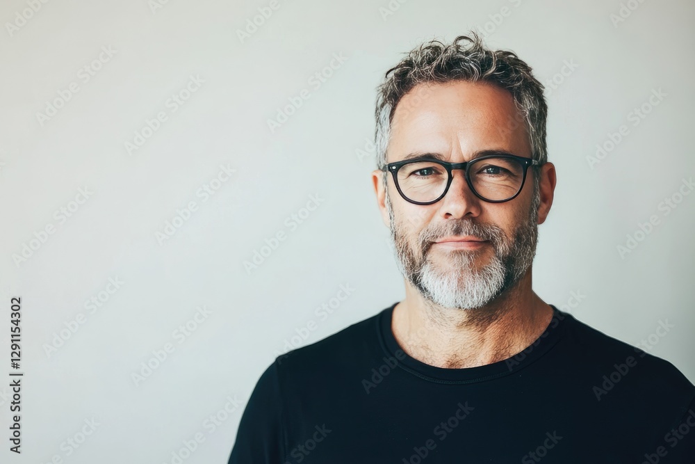 Gray-haired man in glasses, studio portrait Gray-haired man in glasses, studio portrait