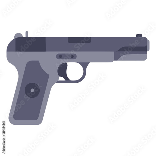 Pistol Icon: A sleek and simple illustration of a classic pistol, rendered in shades of gray and black, perfect for adding a touch of edge to your designs.