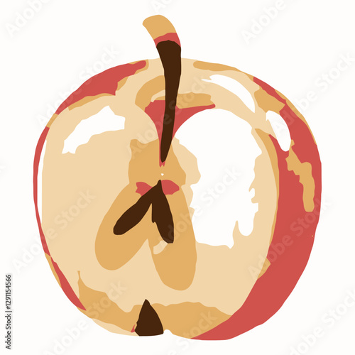 Sweet Temptation: A simplified, graphic illustration of a sliced apple, revealing the crisp flesh and a peek at the seeds within, ready to be enjoyed as a healthy treat.