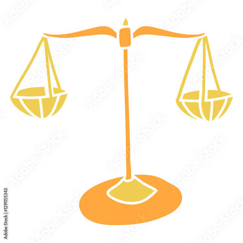 Symbol of Justice: A stylized illustration of the scales of justice, presented in a clean, artistic design