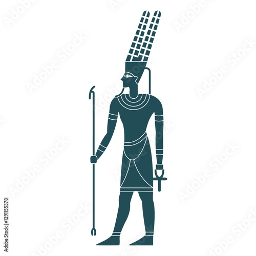 Ancient Egyptian Deity Illustration: A minimalist illustration of an ancient Egyptian deity.