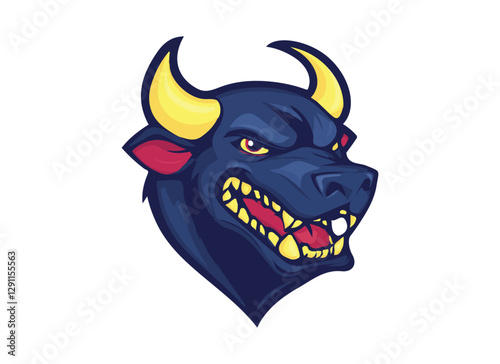 Bull head mascot. Logo design. Illustration for printing on t-shirts.