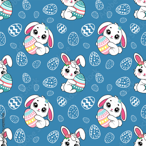 seamless Adorable Easter Bunny Pattern