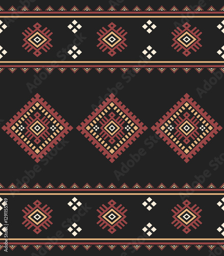 Southwest Aztec geometric Native American Mexican Navajo tribal ethnic boho indian texture ornament seamless pattern fabric colorful design vector for woven textile printing blanket rug carpet fashion