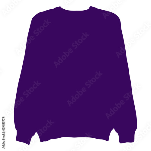 Purple Sweatshirt Silhouette: A minimalist silhouette of a deep purple sweatshirt, perfect for apparel design, fashion concepts, or representing cozy comfort.