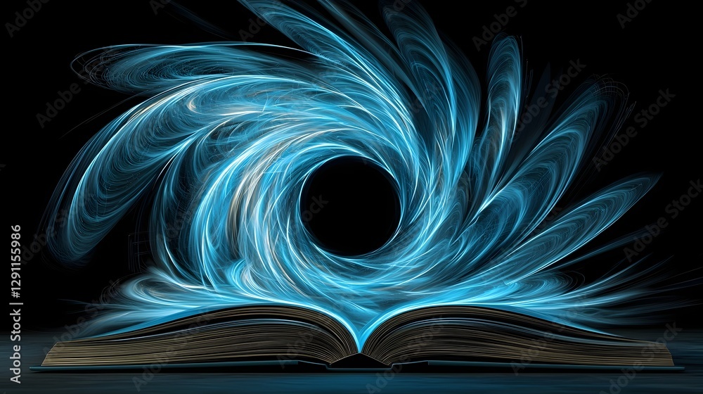 Mystical book opening to reveal a holographic universe of swirling cosmic energy and captivating data particles blending sci fi and fantasy elements in a cinematic visionary