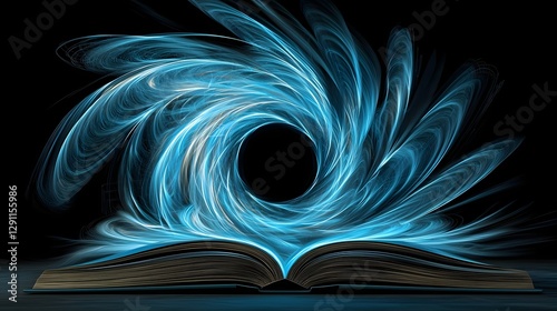 Obraz na płótnie Mystical book opening to reveal a holographic universe of swirling cosmic energy and captivating data particles blending sci fi and fantasy elements in a cinematic visionary w salonie