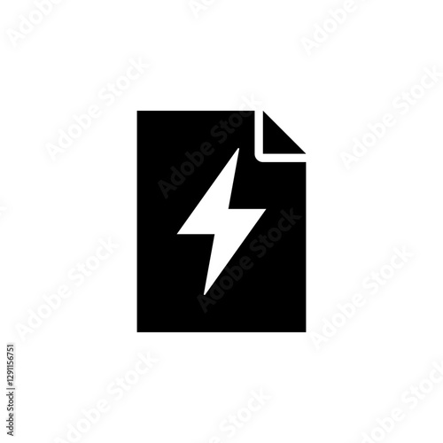 Electronic Flash Document, File and Lighting Bolt Solid Flat Vector Icon Isolated on White Background. Free Download Electronic Flash Document, File and Lighting Bolt Solid Flat Vector Icon Isolated on White Background. - GFXLoad