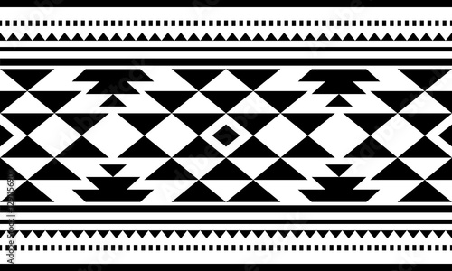 Southwest Aztec geometric Native American Mexican Navajo tribal ethnic boho indian texture ornament seamless pattern fabric black and white design vector for woven textile printing blanket rug carpet 