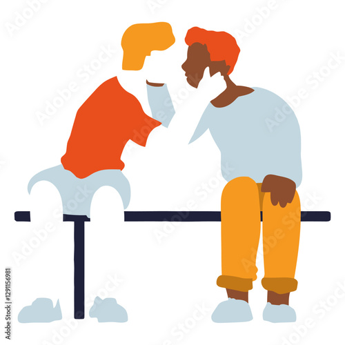 Whispered Conversations: Two friends engaged in a private dialogue, a bond of closeness and trust.