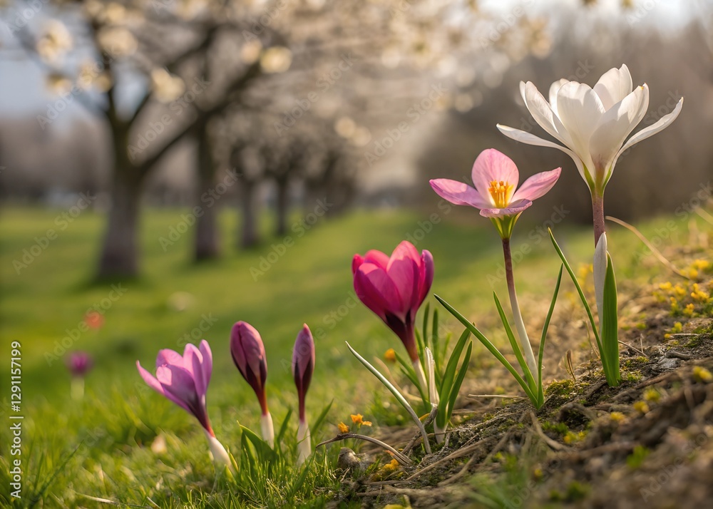 Fototapeta premium A time-lapse photo of flowers blooming in spring