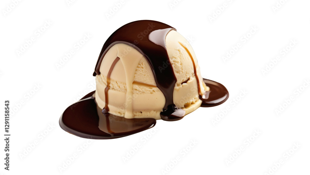 Fototapeta premium Chocolate and Vanilla Ice Cream Cake with Dripping Chocolate Sauce – A High-Quality PNG Image with a Transparent Background for Versatile Use