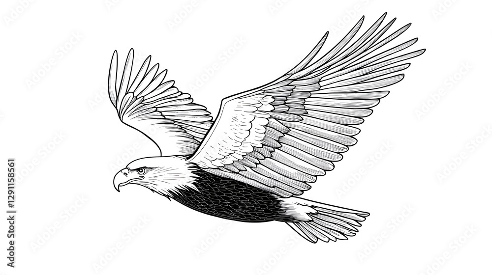 Powerful eagle soaring gracefully through the sky with its wings fully extended