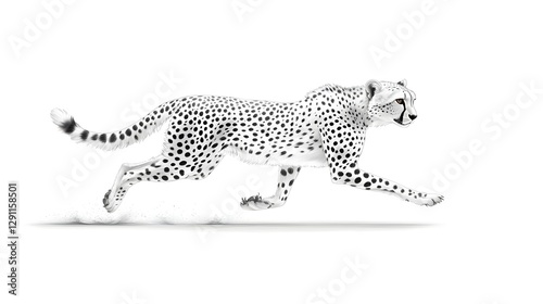 Obraz na płótnie Powerful cheetah sprinting at full speed its lithe body captured in a dynamic ink that emphasizes the animal s incredible velocity and grace w salonie
