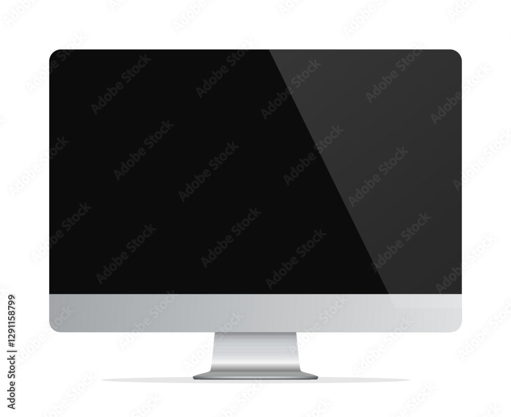 Modern Desktop Computer Monitor with Black Screen Vector Illustration Modern Desktop Computer Monitor with Black Screen Vector Illustration