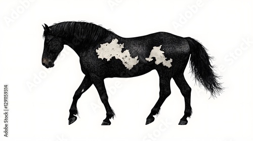Obraz na płótnie Regal and powerful horse in full gallop stride portrayed in a fine cross hatched ink drawing that meticulously highlights the muscular definition and athletic grace of this majestic equine w salonie