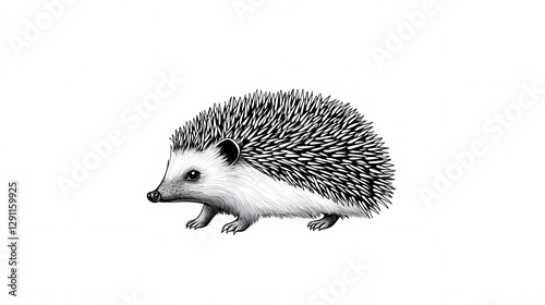 Obraz na płótnie Sleeping Hedgehog Curled Up in a Peaceful Pose Its Spines Rendered in a Meticulous Stippling Ink Style w salonie