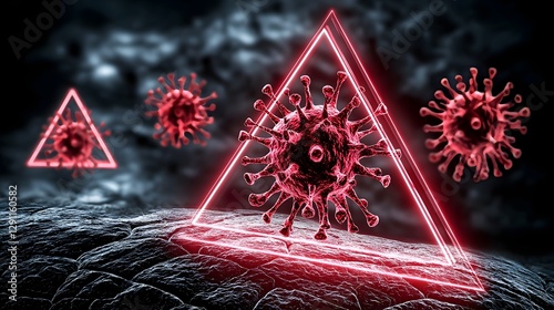 Obraz na płótnie Surreal interpretation of cocci bacteria morphing into abstract geometric shapes with soft natural lighting creating an immersive and conceptual effect w salonie