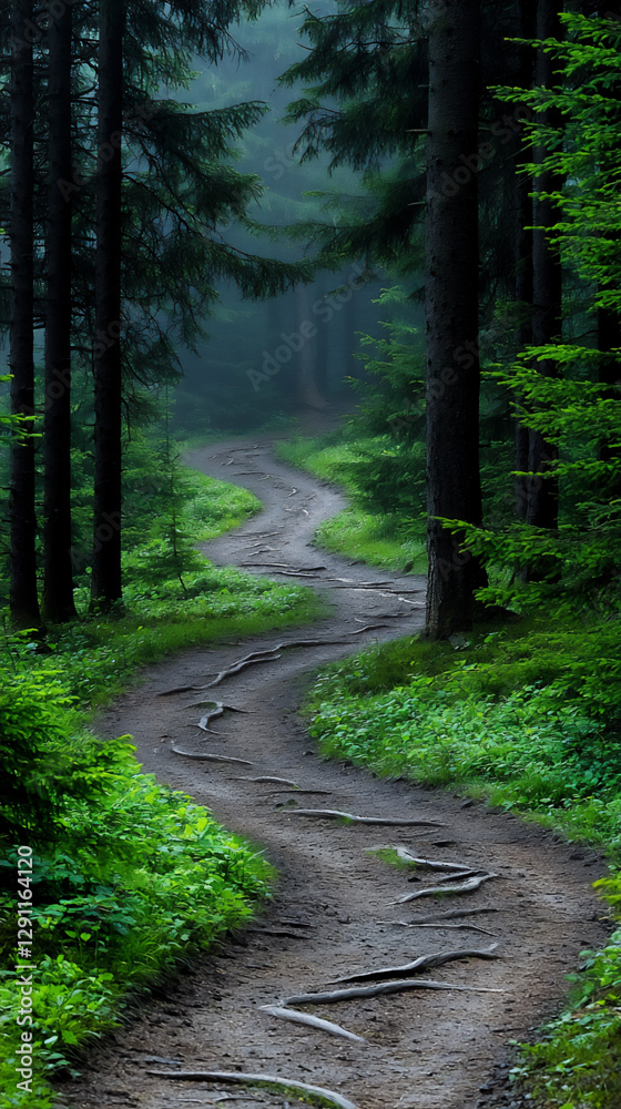 Fototapeta premium enchanted forest with misty trails