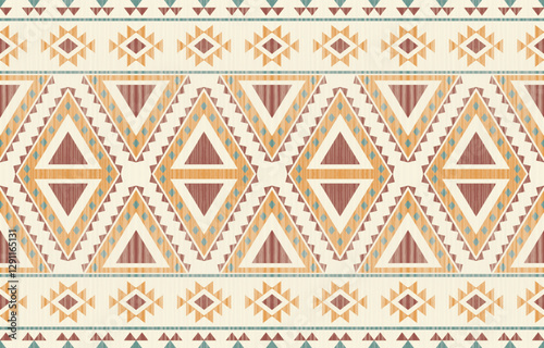 Geometric and ethnic Native American tribal patterns, featuring Aztec and Navajo motifs, create a seamless decorative texture. Design for background ,curtain, carpet, clothing, wrapping, Batik.