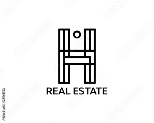 Minimal Real estate company logo icon outline vector illustration